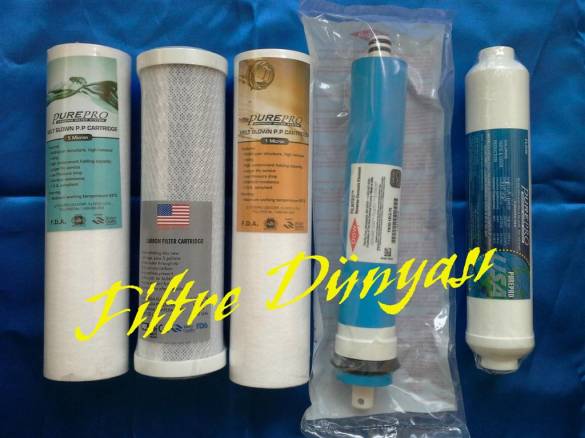 PurePro SU ARITMA FİLTRE TAKIMI 5'li Set Açık Kasa Uyumlu Filmtec Membranlı - 1